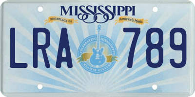 MS license plate LRA789