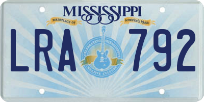 MS license plate LRA792