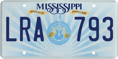 MS license plate LRA793