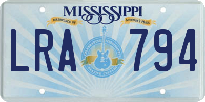 MS license plate LRA794
