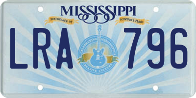 MS license plate LRA796