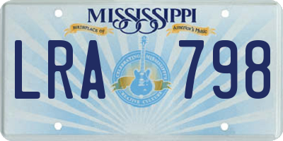 MS license plate LRA798