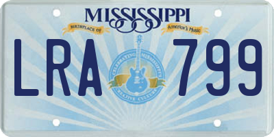 MS license plate LRA799