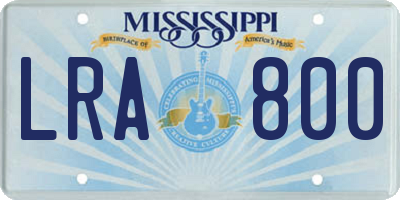 MS license plate LRA800