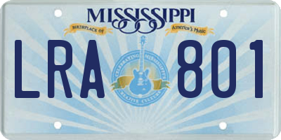 MS license plate LRA801