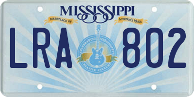MS license plate LRA802