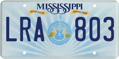 MS license plate LRA803