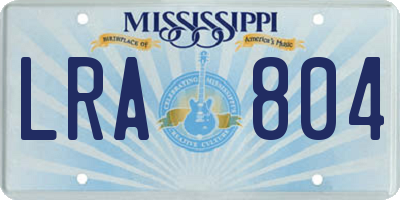 MS license plate LRA804