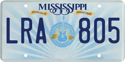 MS license plate LRA805