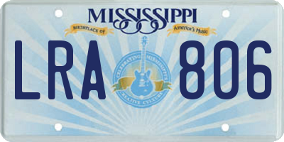MS license plate LRA806