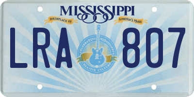 MS license plate LRA807