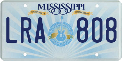 MS license plate LRA808