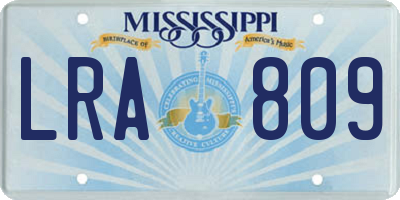 MS license plate LRA809
