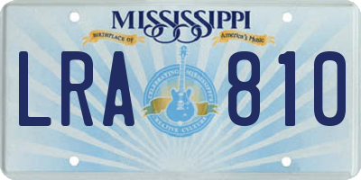 MS license plate LRA810