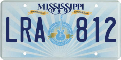 MS license plate LRA812