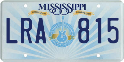 MS license plate LRA815