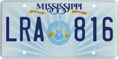 MS license plate LRA816