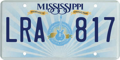 MS license plate LRA817