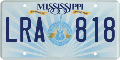 MS license plate LRA818