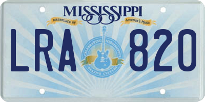 MS license plate LRA820