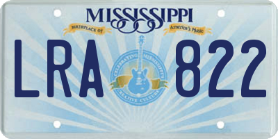 MS license plate LRA822