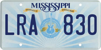 MS license plate LRA830