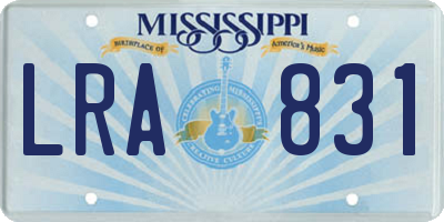 MS license plate LRA831