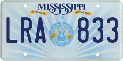 MS license plate LRA833
