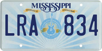 MS license plate LRA834