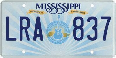 MS license plate LRA837
