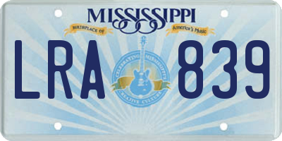 MS license plate LRA839