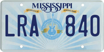 MS license plate LRA840
