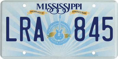 MS license plate LRA845