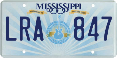 MS license plate LRA847