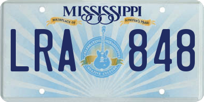 MS license plate LRA848