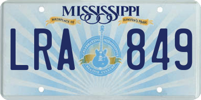 MS license plate LRA849