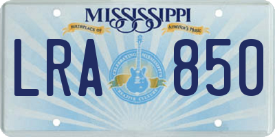MS license plate LRA850
