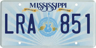 MS license plate LRA851