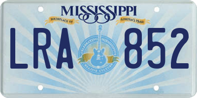 MS license plate LRA852