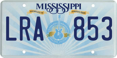 MS license plate LRA853