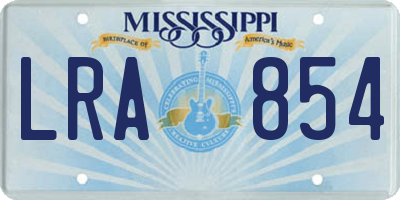 MS license plate LRA854