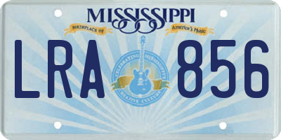 MS license plate LRA856