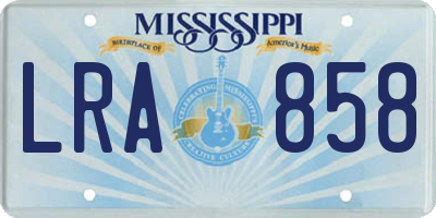 MS license plate LRA858
