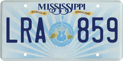 MS license plate LRA859