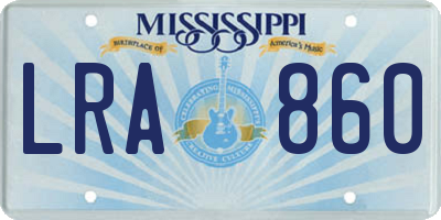 MS license plate LRA860