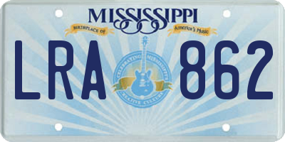 MS license plate LRA862