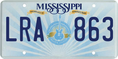 MS license plate LRA863