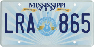 MS license plate LRA865