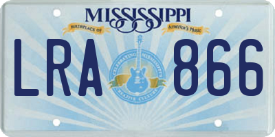 MS license plate LRA866