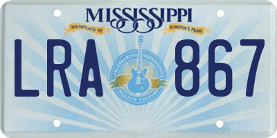 MS license plate LRA867